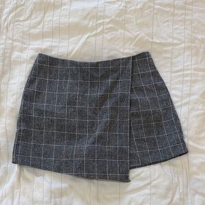 Gray Plaid Mini Skirt